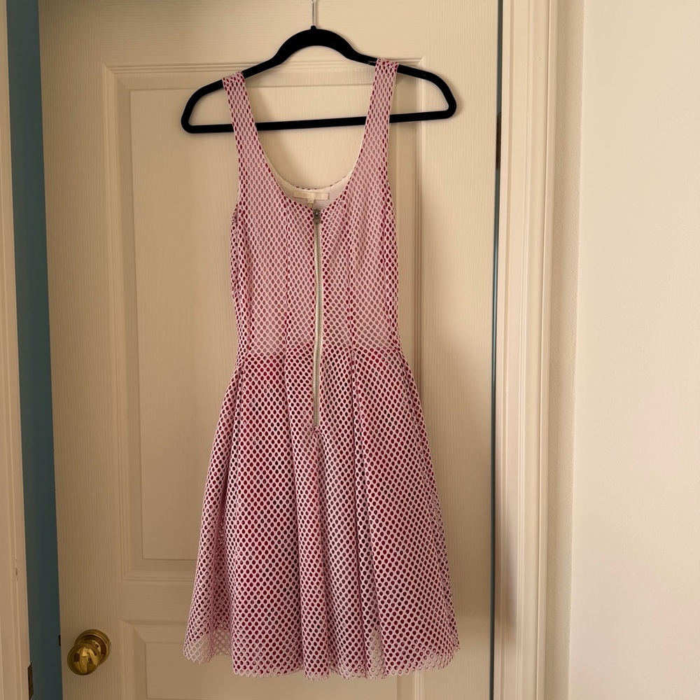 Maje pink puffball fit flare dress Sz 2